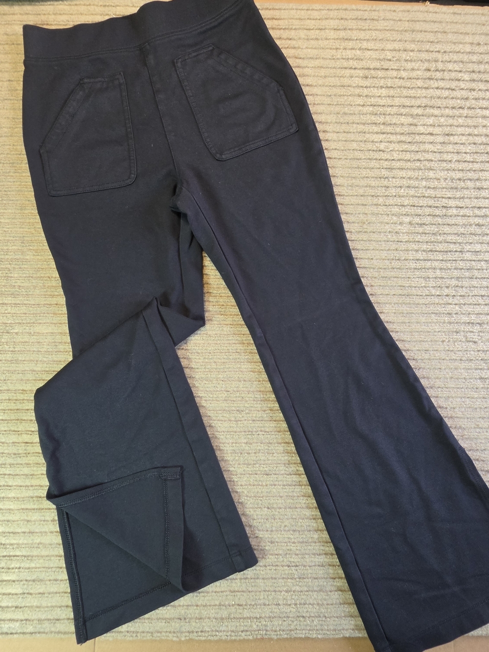 Maeve Anthropologie Side Slit Flare Pants Black Small Pull On Stretch